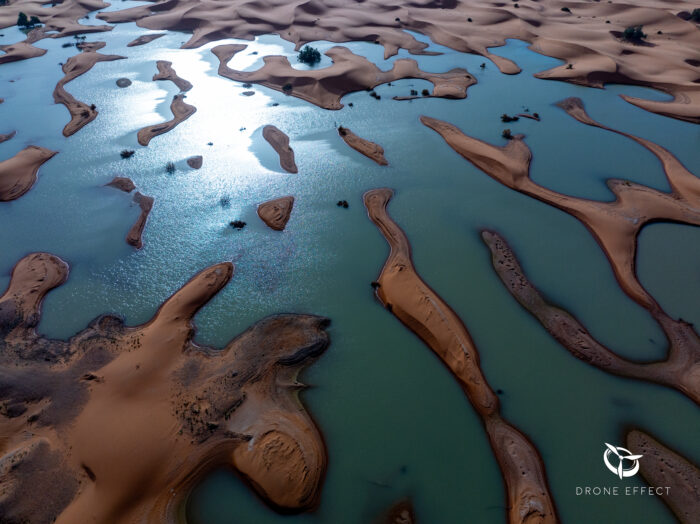 Lac et dunes au Maroc par Drone Effect